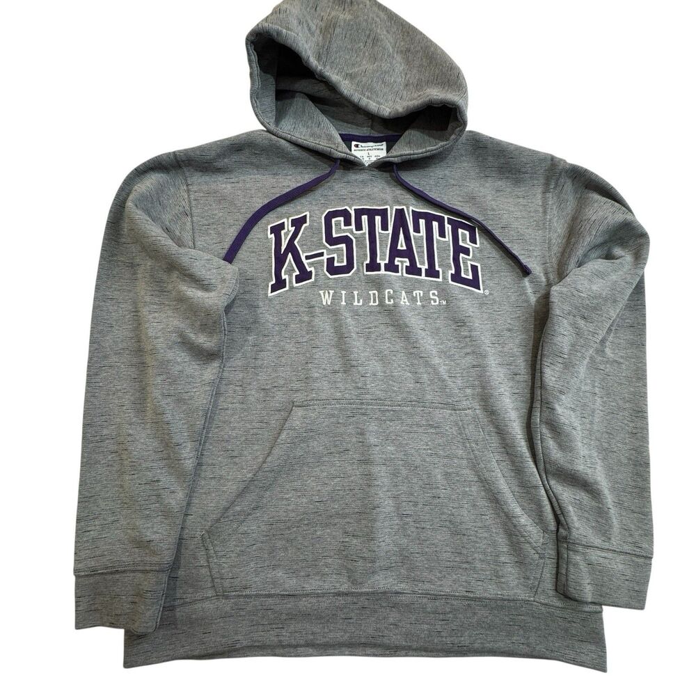 Champion Kansas State Wildcats Hoodie Sweatshirt L Heather Gray‎ K-State